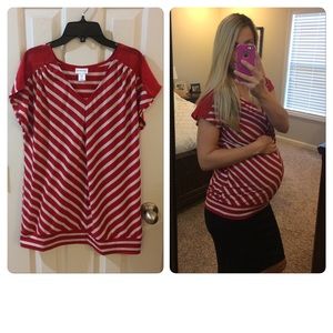 Motherhood Maternity red stripe top